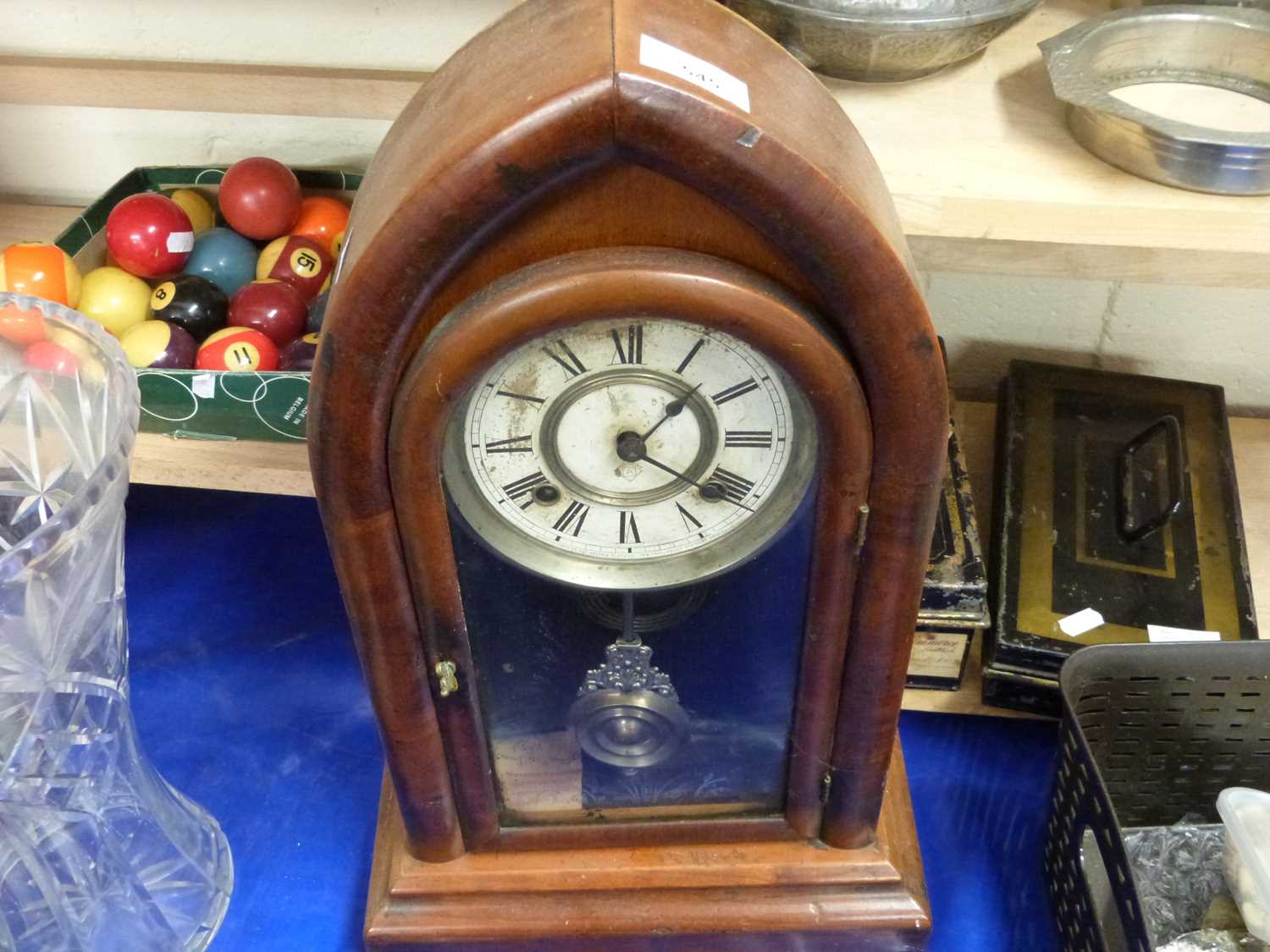 Late 19th Century Ansonia mantel clock in lancet shape case