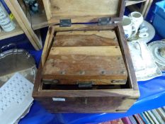 Set of Indian hardwood metal bound storage boxes