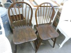 Pair of elm seated kitchen chairs