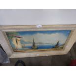 Continental school study of a Mediterranean bay scene, oil on canvas, framed