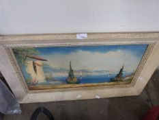 Continental school study of a Mediterranean bay scene, oil on canvas, framed