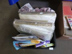 One box of bedspreads, curtains and other items