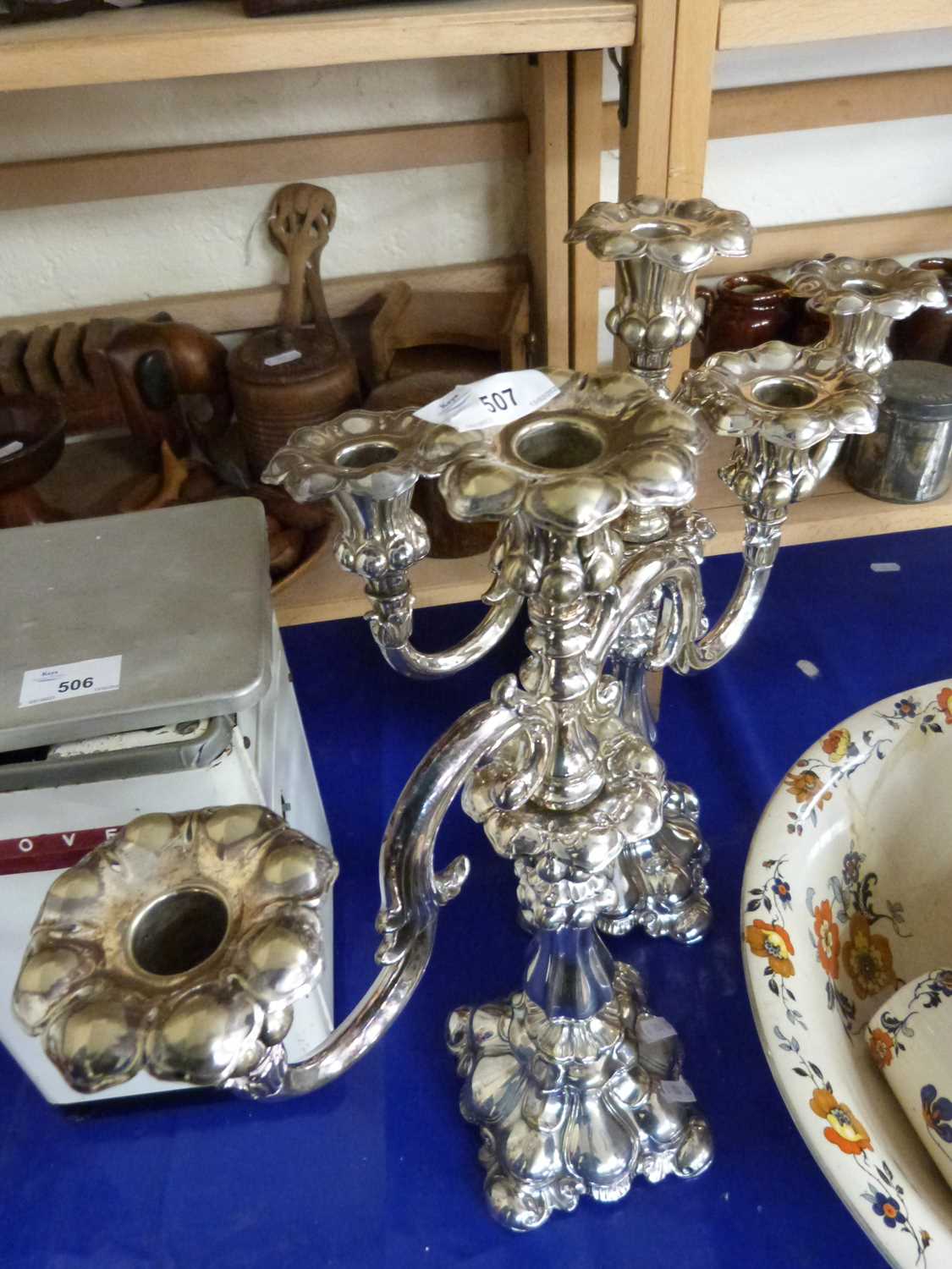 Pair of silver plated candelabra