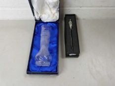 Boxed Edinburgh Crystal vase together with a paper knife