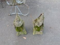 Pair of concrete garden gnomes