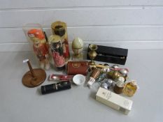 Mixed Lot: Various costume dolls, assorted cutlery, hip flask etc