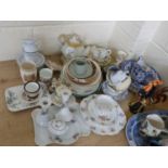 Mixed Lot: Various assorted ceramics to include dressing table items, tea wares, invalid feeding