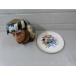 Royal Doulton character jug, The Falconer together with a Poole Pottery plate