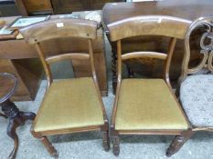 Pair of Victorian mahogany bar back dining chairs