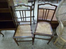 Pair of cane seated chairs