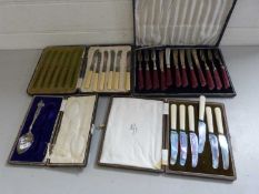 Collection of various cased cutlery