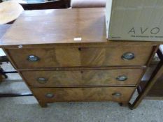 19th Century mahogany three drawer chest with oval brass plate handles