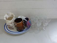 Mixed Lot: Masons jug, oval meat plate, selection of liqueur glasses and other items