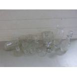 Mixed Lot: Various glass vases, drinking glasses, glass butter dish etc
