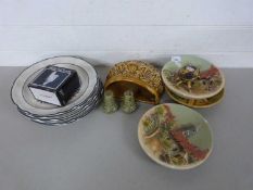 Mixed Lot: Plasterwork wall plates, wall mounted jardiniere a turtle shaped bell and other