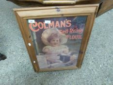 Reproduction Colmans Self Raising Flour advertising picture in pine frame