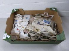 Large box of various cigarette cards
