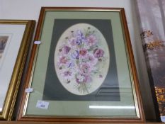 Ann Faiers, still life study of flowers, watercolour, framed and glazed