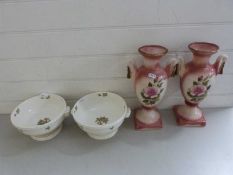 Mixed Lot: Pair of Wedgwood Edme circular bowls together with a pair of modern Staffordshire