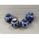 Four Chinese prunus pattern ginger jars