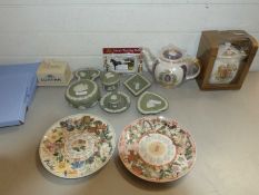 Mixed Lot: Various Wedgwood Jasper ware trinket boxes, pin dishes, Wedgwood collectors plates, a