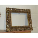 19th Century pierced gilt wood picture frame aperture size 24 x 19cm