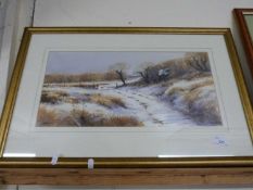 Simon Trinder, Barn Owl Hunting by Daylight, watercolour, framed and glazed