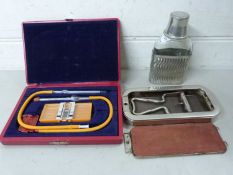Mixed Lot: Cased thermometer set, cased razor and other items