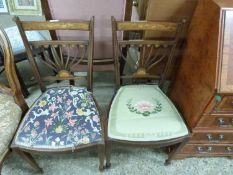 Pair of Edwardian bedroom chairs with inlaid decoration