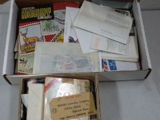 Box containing various Great Britain presentation packs, first day covers, assorted loose stamps