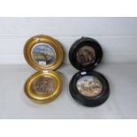 Collection of Pratt ware, pot lids in gilt and ebonised frames