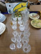 Mixed Lot: Various 20th Century drinking glasses to include gilded examples plus further glass jug