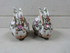 A pair of Chinese pottery rabbits