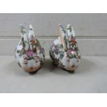 A pair of Chinese pottery rabbits