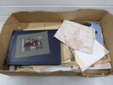 Large box of various vintage photographs and ephemera