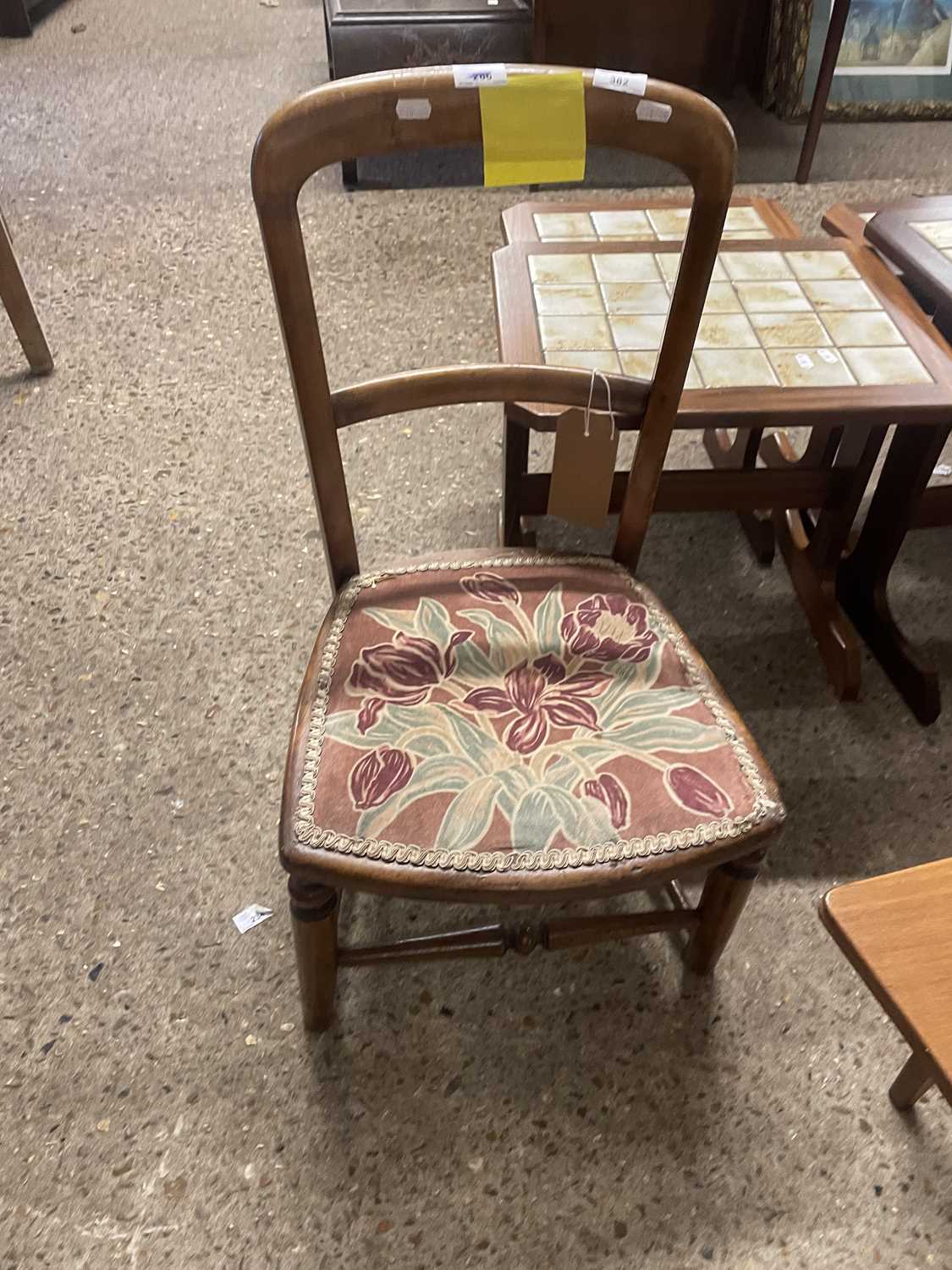 Small bedroom chair with floral upholstered seat