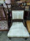 Late Victorian hardwood framed nursing chair
