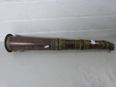 Large antique telescopic three section copper and brass mounted horn