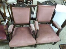 Pair of late Victorian pink upholstered armchairs