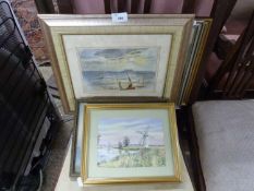 Mixed Lot: Seven various assorted pictures to include a study of a Broadland scene, various