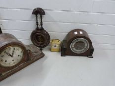 Mixed Lot: Two early 20th Century mantel clocks, a late 19th Century barometer for restoration and a