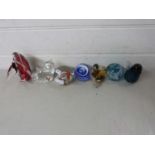 Mixed Lot: Various modern paperweights and glass animals