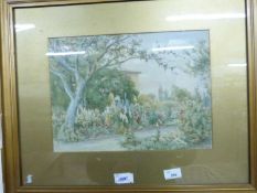 British school, 20th century, country house and floral garden scene, watercolour, 10x14.5ins,