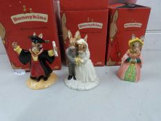 Three modern Royal Doulton Bunnikins figures