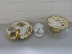 Mixed Lot: Hors d'oeurvre dish, pressed glass plate, pedestal cake stand and other items