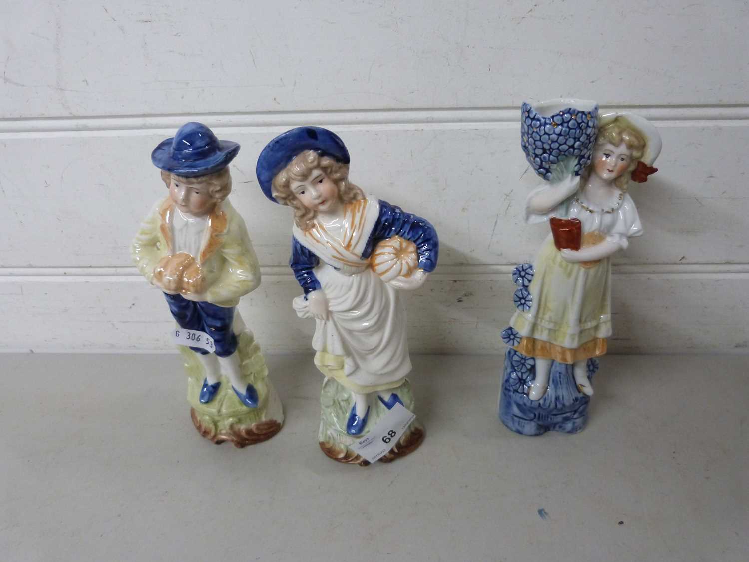 Three lustre finished continental figures