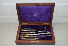 A W Gamage Ltd cased drawing instrument set