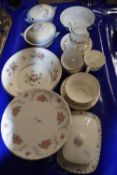 Mixed Lot: Ceramics to include Wedgwood India Rose tea wares, a pair of Royal Venton ware sauce