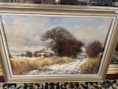 Owen Waters, Winter Sunshine, Norfolk, oil on board, 59 x 39cm