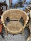Bamboo and wicker armchair